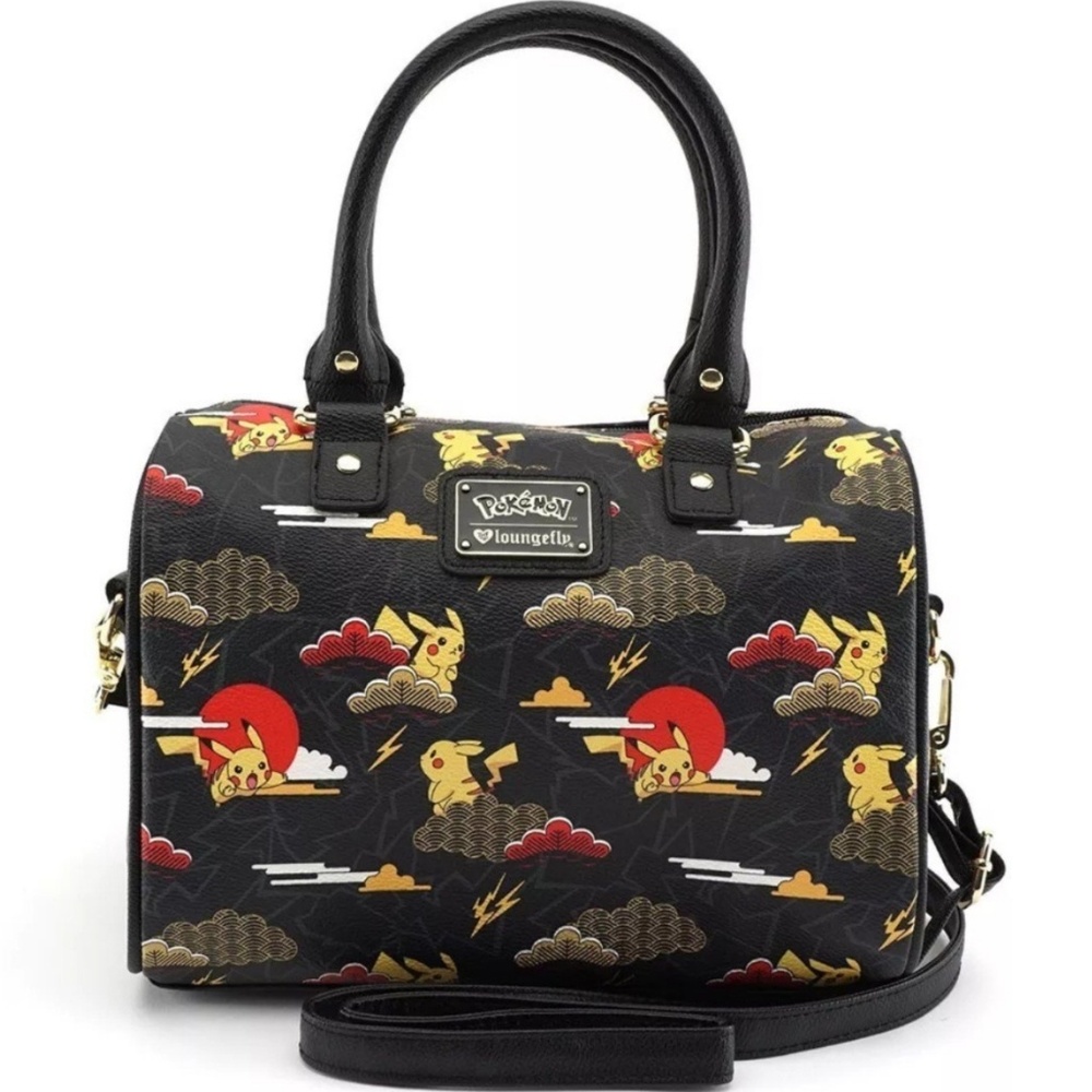 Loungefly Pokemon Pikachu Red Clouds barrel bag